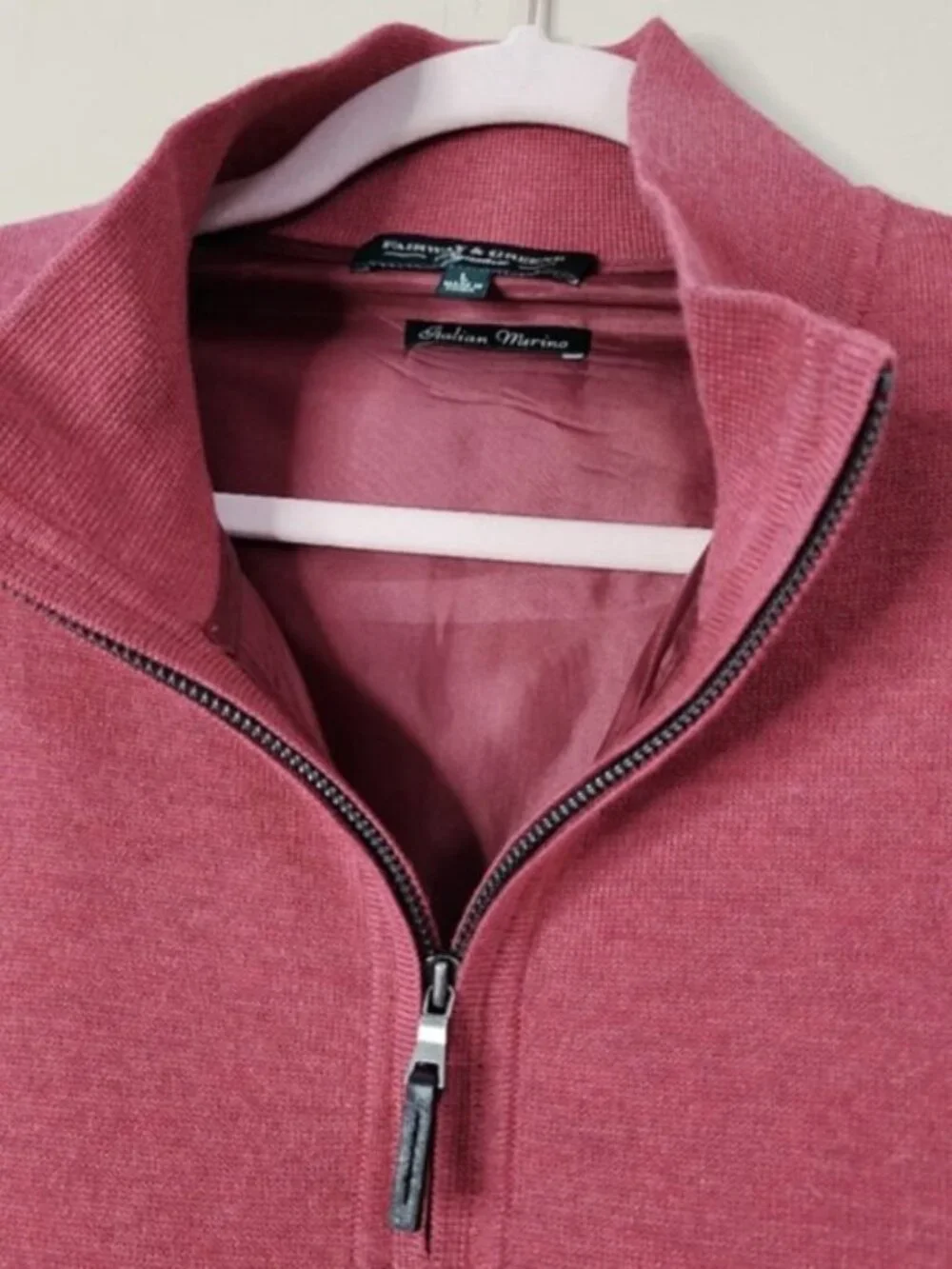 Fairway & Greene Men's Vest Red Italian Merino Wool Quarter-Zip Golf Large